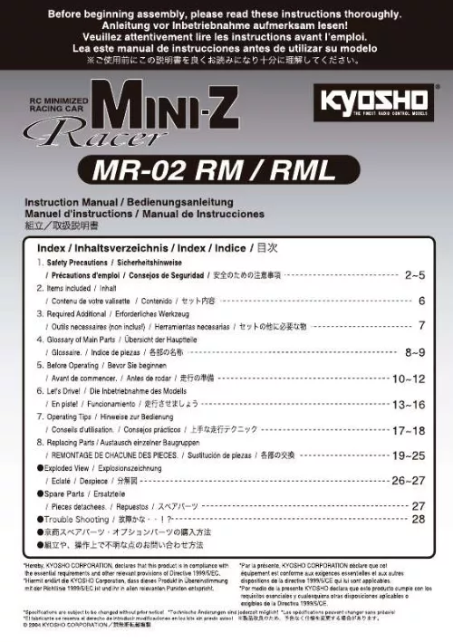 Mode d'emploi KYOSHO MINI-Z MR-02 RML