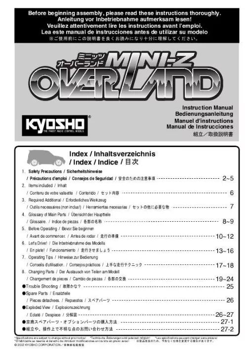 Mode d'emploi KYOSHO MINI-Z OVERLAND