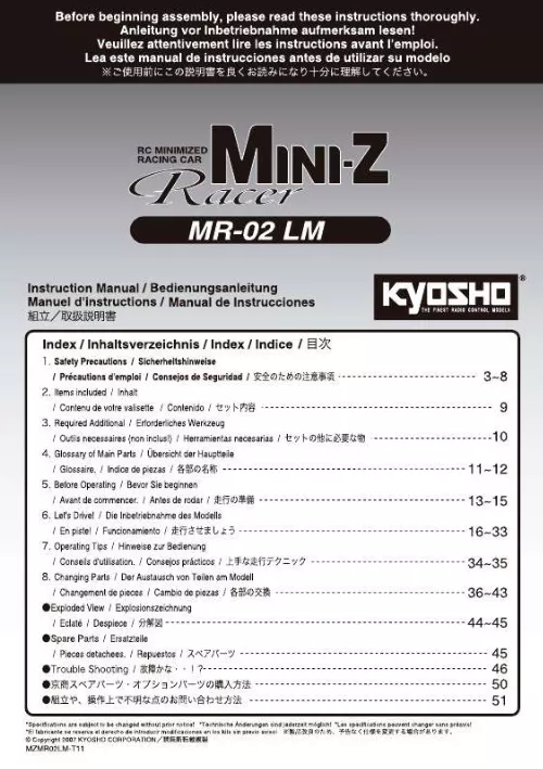 Mode d'emploi KYOSHO MR-02 LM
