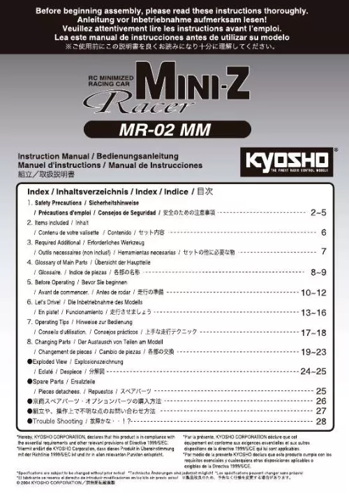 Mode d'emploi KYOSHO MR-02 MM