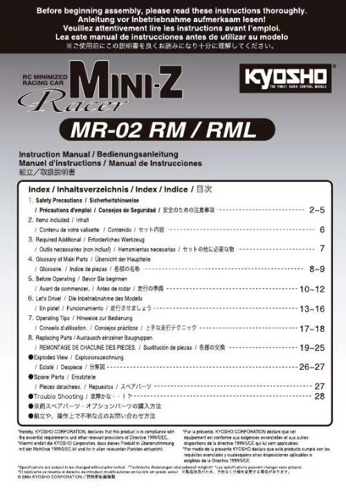 Mode d'emploi KYOSHO MR-02 RML