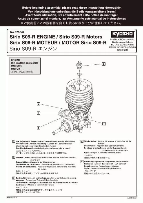 Mode d'emploi KYOSHO SIRIO S09-R