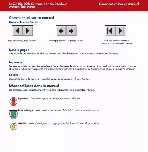 Mode d'emploi LACIE BIG DISK WITH TRIPLE INTERFACE