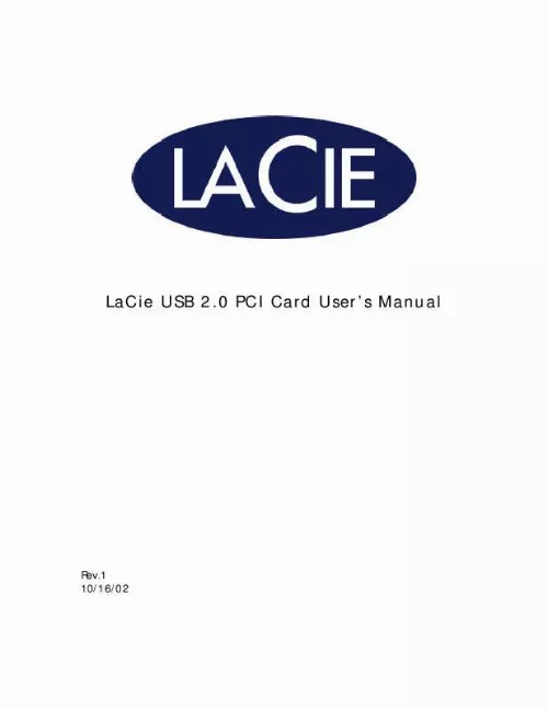 Mode d'emploi LACIE CARTE PCI USB 2.0
