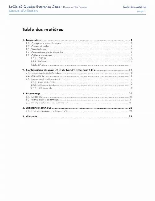 Mode d'emploi LACIE D2 QUADRA ENTERPRISE CLASS