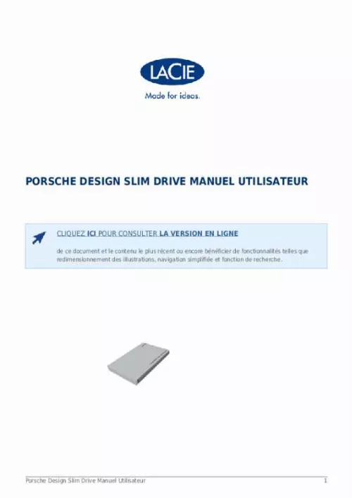 Mode d'emploi LACIE PORSCHE DESIGN P'9223 SLIM DRIVE