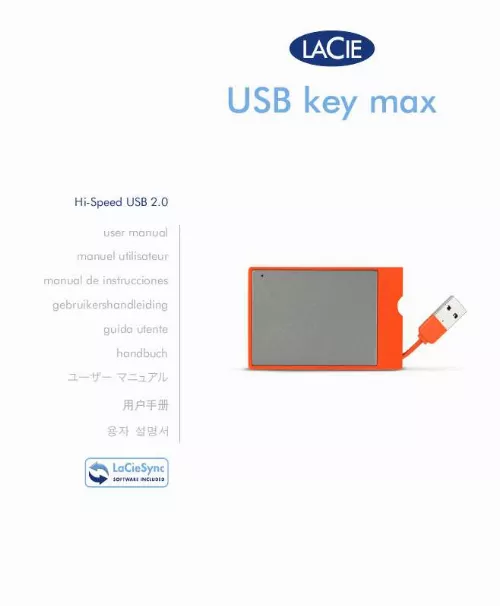 Mode d'emploi LACIE USB KEY MAX NOIRE