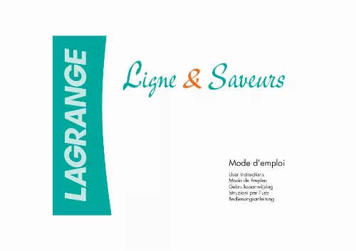 Mode d'emploi LAGRANGE CUISEUR VAPEUR LIGNE SAVEURS