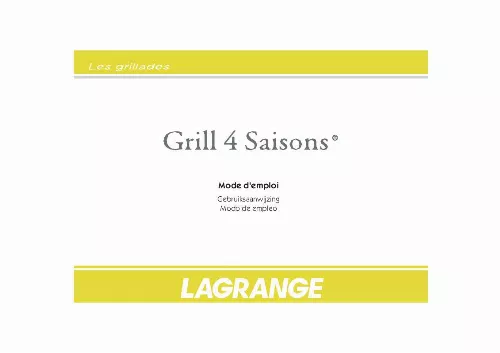 Mode d'emploi LAGRANGE GRILL 4 SAISONS