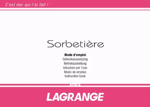 Mode d'emploi LAGRANGE SORBETIERE