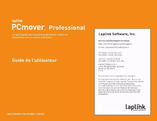 Mode d'emploi LAPLINK PCMOVER PROFESSIONAL