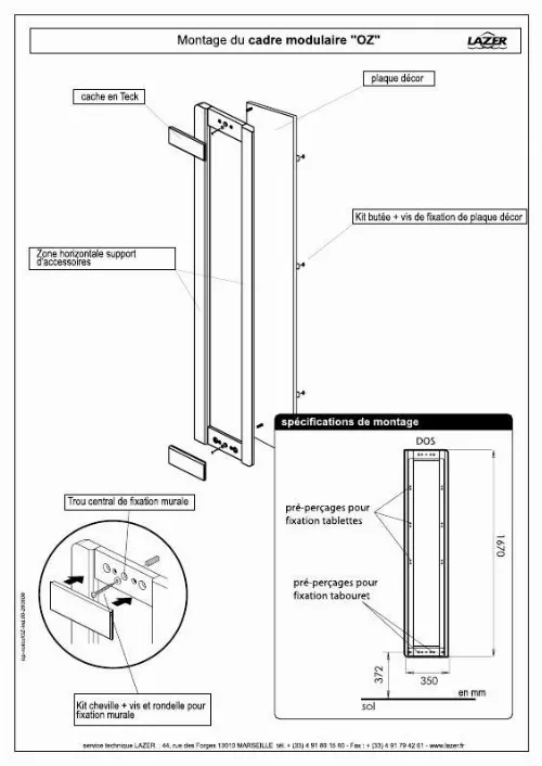 Mode d'emploi LAZER CADRE MODULAIRE OZ