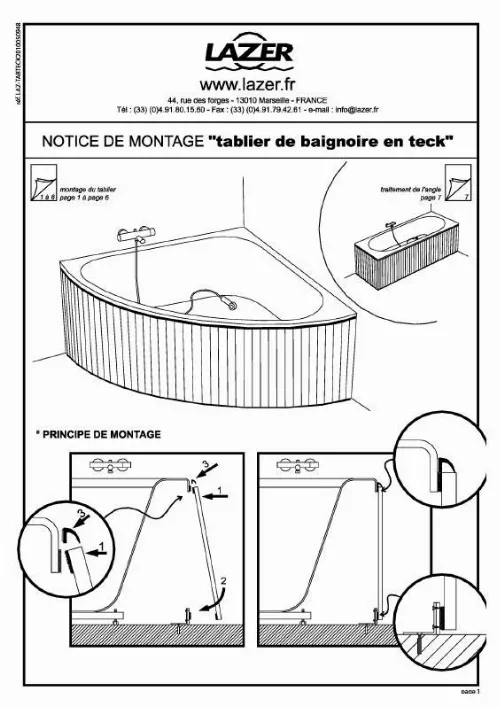 Mode d'emploi LAZER TABLIER DE BAIGNOIRE TECK