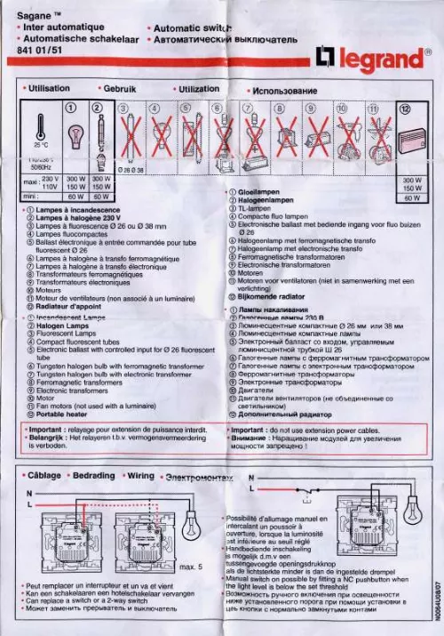 Mode d'emploi LEGRAND 841 51