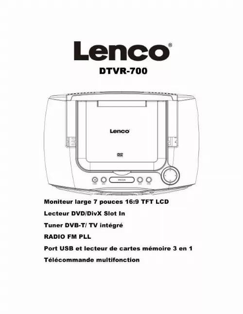 Mode d'emploi LENCO DVT-R-700