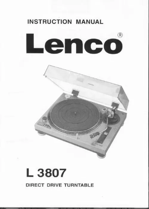 Mode d'emploi LENCO L-3807