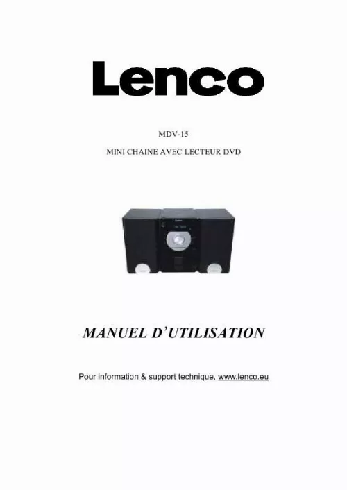 Mode d'emploi LENCO MDV-15