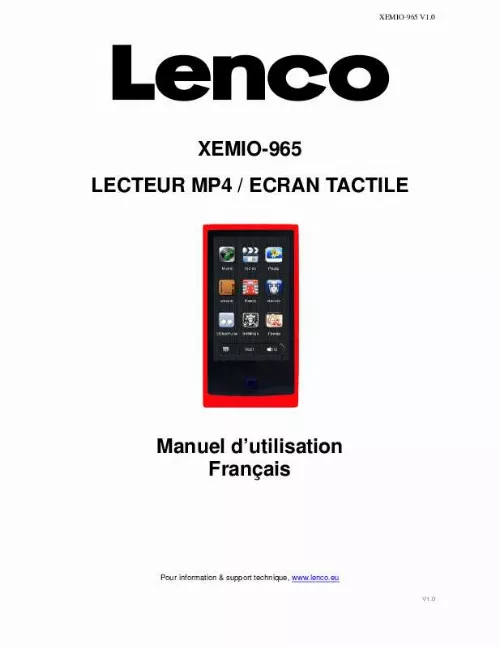 Mode d'emploi LENCO XEMIO-965