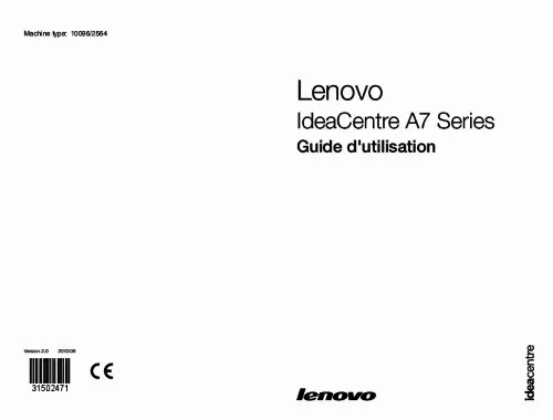 Mode d'emploi LENOVO IDEACENTRE A720 VDT9QFR