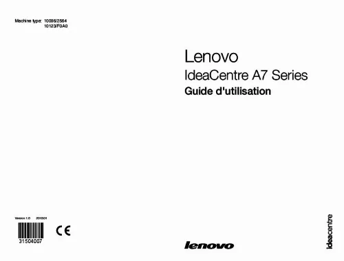 Mode d'emploi LENOVO IDEACENTRE A730 (57316929)