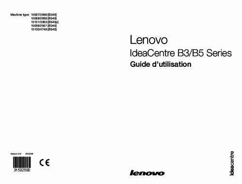 Mode d'emploi LENOVO IDEACENTRE B540 VDX9GFR