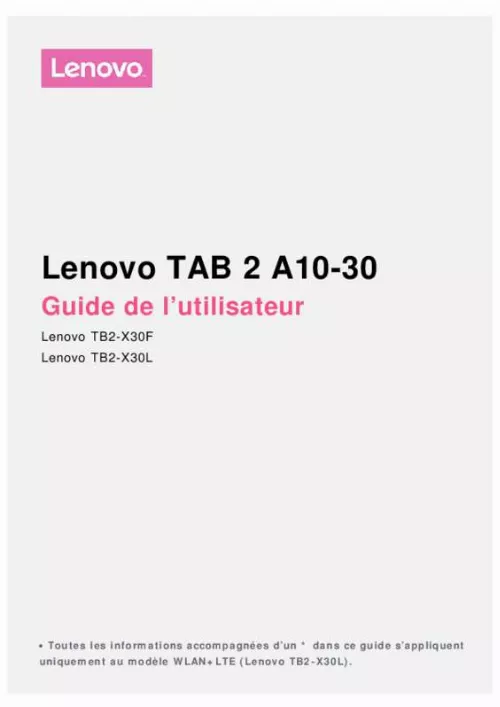 Mode d'emploi LENOVO TAB 2 A10-30