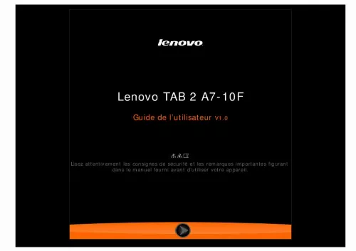 Mode d'emploi LENOVO TAB 2