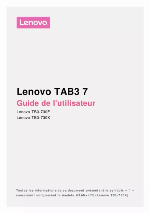 Mode d'emploi LENOVO TAB3 710F 16GO