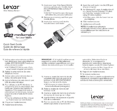 Mode d'emploi LEXAR MEDIAMOVE