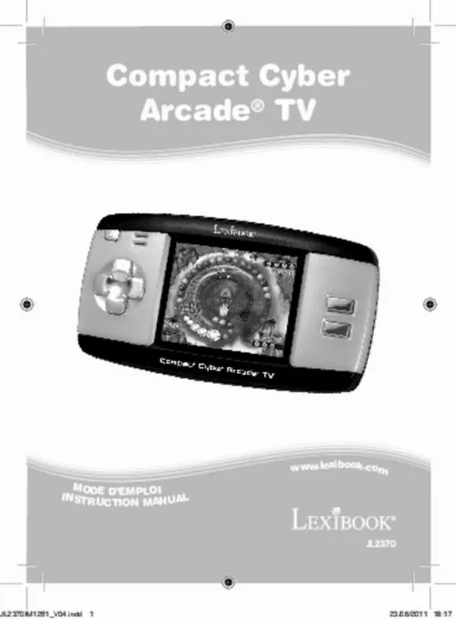 Mode d'emploi LEXIBOOK CYBER ARCADE TV BARBIE JL2500BB