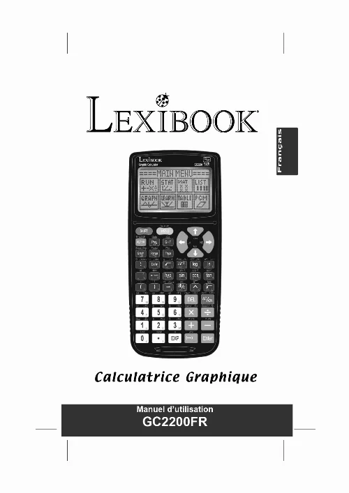 Mode d'emploi LEXIBOOK GRAPHIC CALCULATOR GC2200
