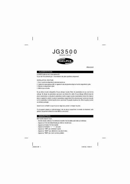Mode d'emploi LEXIBOOK JG3500