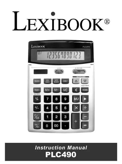 Mode d'emploi LEXIBOOK PLC490