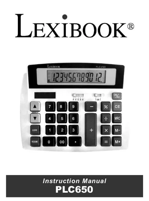 Mode d'emploi LEXIBOOK PLC650