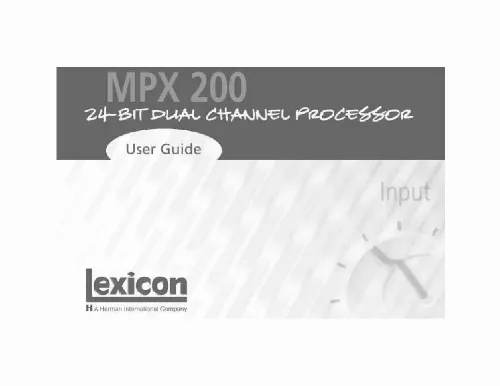 Mode d'emploi LEXICON MPX 200