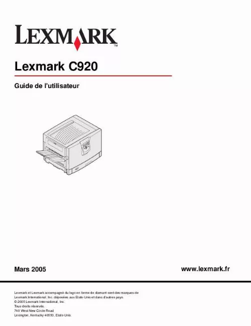 Mode d'emploi LEXMARK C920