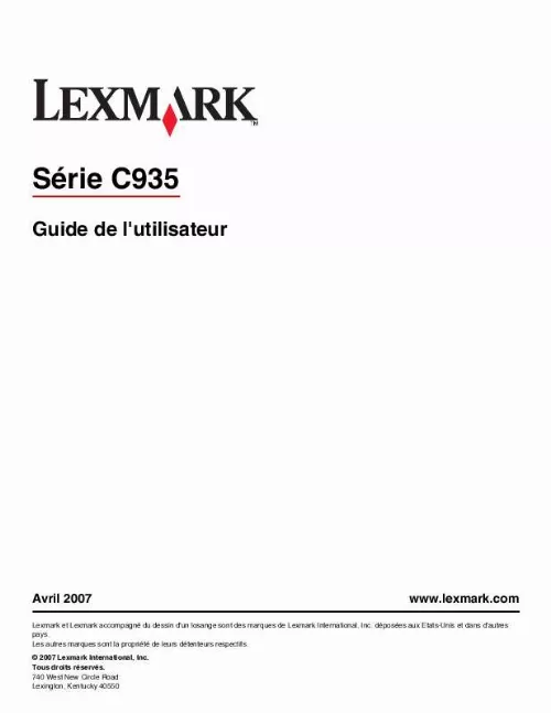 Mode d'emploi LEXMARK C935