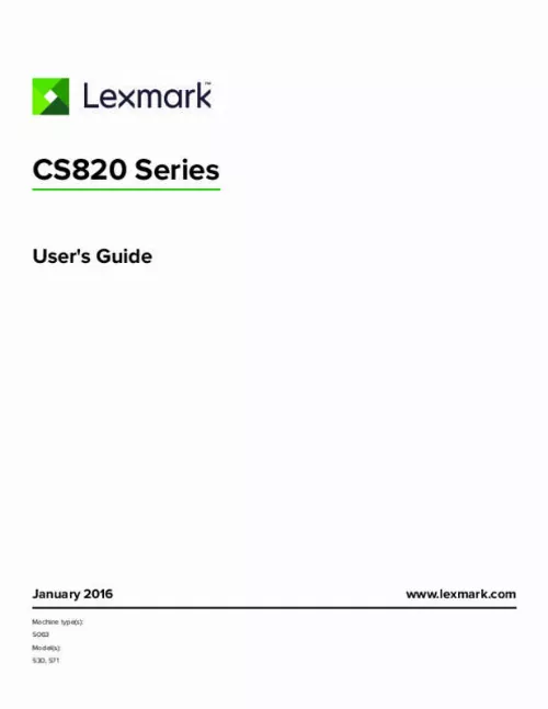 Mode d'emploi LEXMARK CS820DE