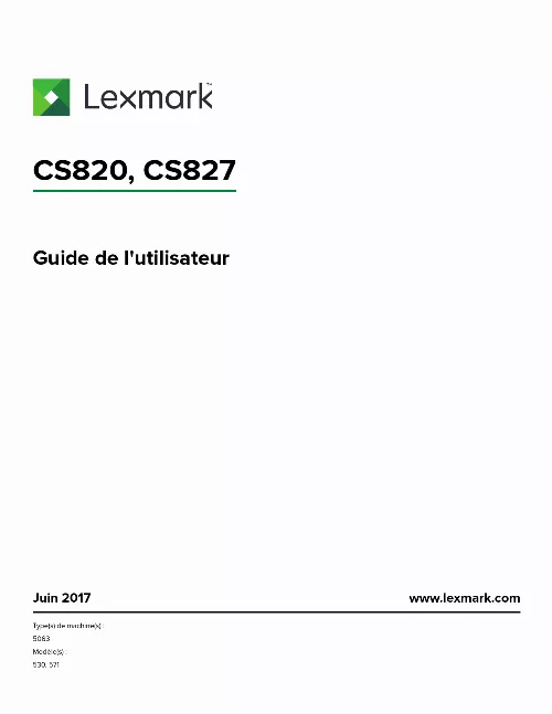 Mode d'emploi LEXMARK CS820DTFE