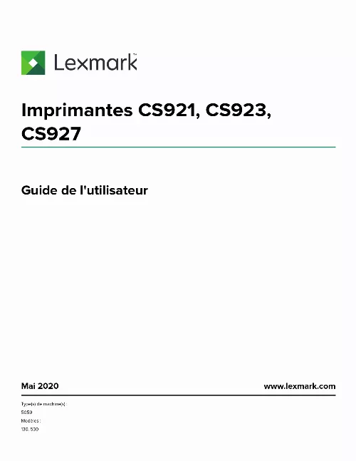 Mode d'emploi LEXMARK CX922DE