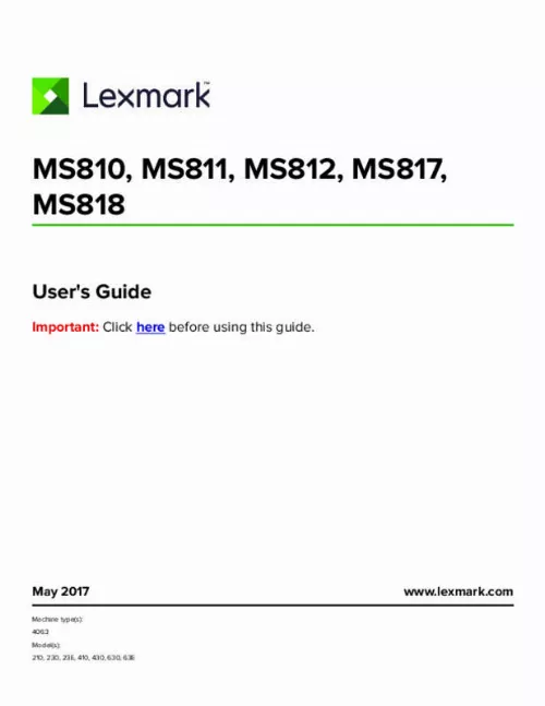 Mode d'emploi LEXMARK MS810