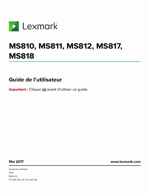 Mode d'emploi LEXMARK MS818DN