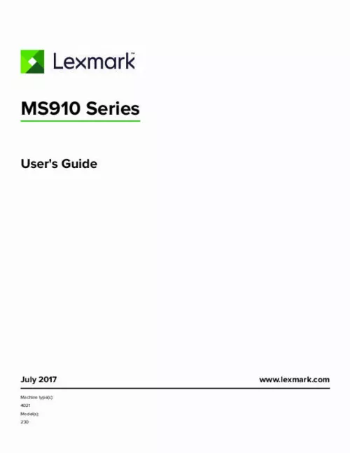 Mode d'emploi LEXMARK MS911DE