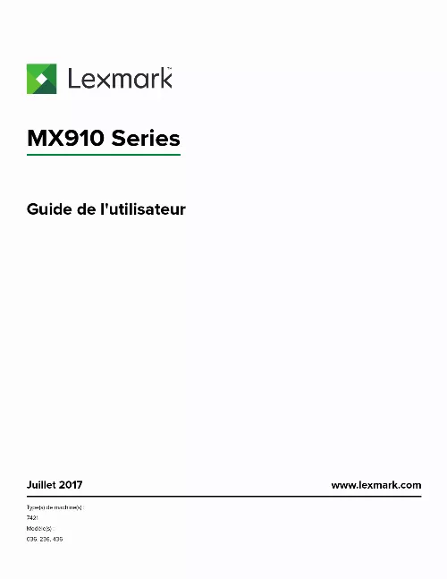 Mode d'emploi LEXMARK MX911DE