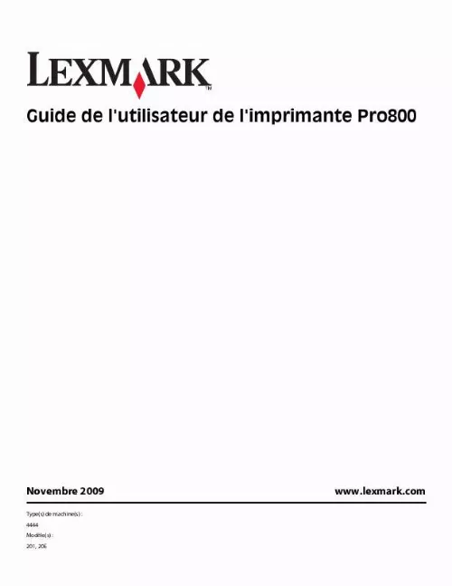 Mode d'emploi LEXMARK PRESTIGE PRO800