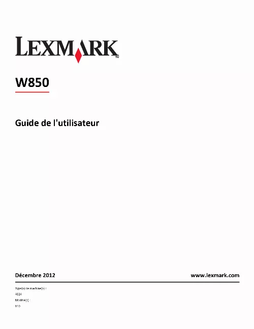 Mode d'emploi LEXMARK W850