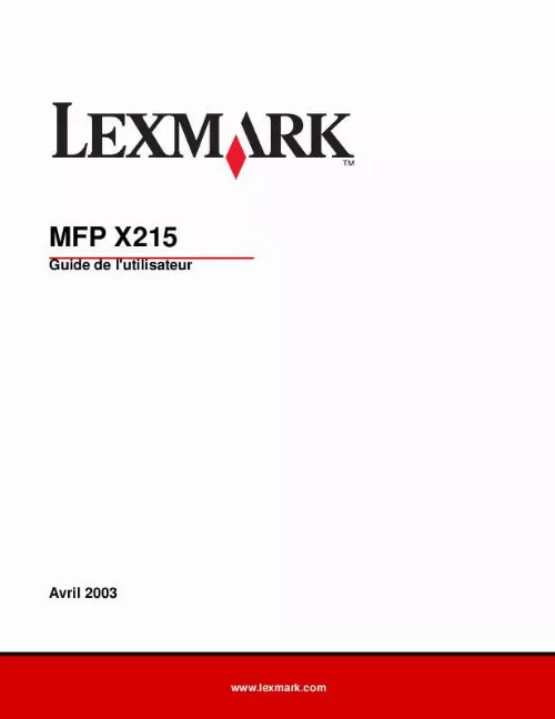 Mode d'emploi LEXMARK X215