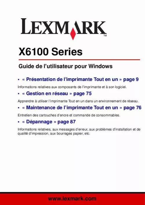 Mode d'emploi LEXMARK X6170