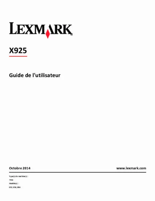 Mode d'emploi LEXMARK X925DE