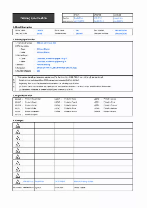 Mode d'emploi LG 32LB580V